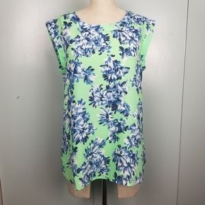 J.Crew bright green floral top size S -W4